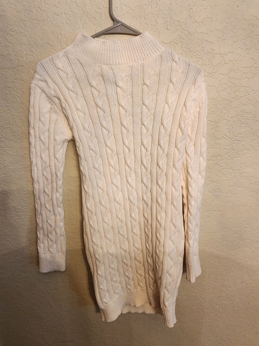Cream Cable Knit Open Back Sweater Dress | Cozy Turtleneck | Women's Knit Mini D